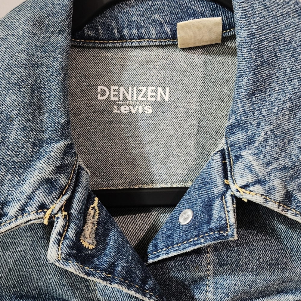 Levi's Denizen Jean Jacket Upcycled W/3D Custom Frida Kahlo Floral Back Design - Picture 9 of 12